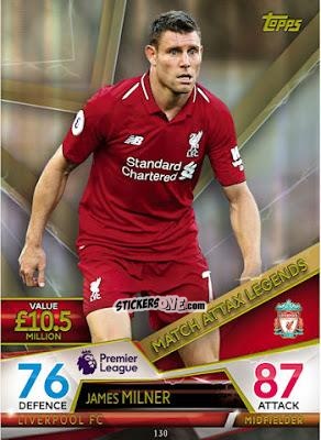 Sticker James Milner - English Premier League 2018-2019. Match Attax Ultimate n. 130 - Topps