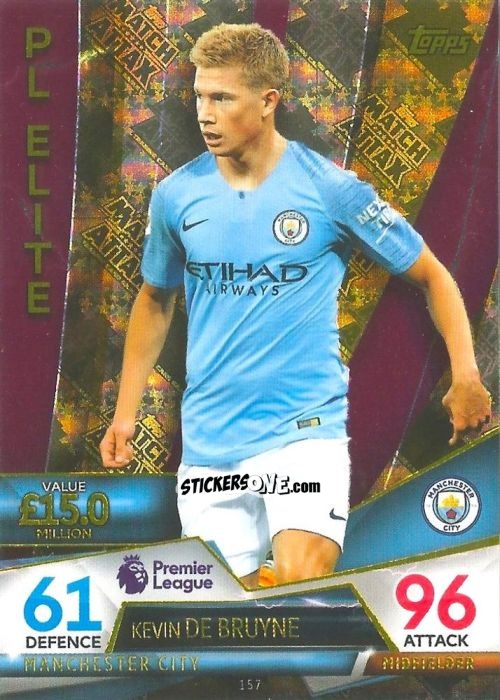 Figurina Kevin De Bruyne - English Premier League 2018-2019. Match Attax Ultimate n. 157 - Topps