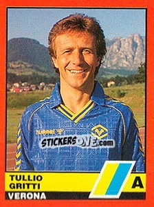 Sticker Tullio Gritti - Calciatori d'Italia 1989-1990 n. 369 - Vallardi