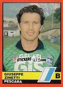 Sticker Giuseppe Zinetti - Calciatori d'Italia 1989-1990 - Vallardi