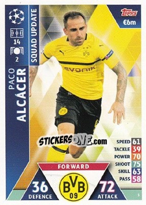 Sticker Paco Alcácer - UEFA Champions League 2018-2019. Match Attax. Road to Madrid 19 n. 5 - Topps