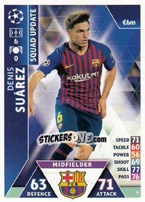 Sticker Denis Suárez - UEFA Champions League 2018-2019. Match Attax. Road to Madrid 19 n. 9 - Topps