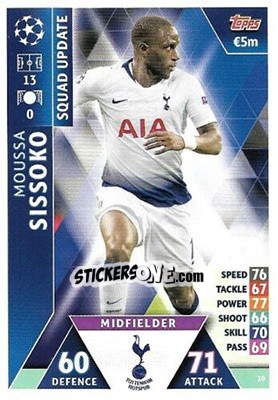 Sticker Moussa Sissoko - UEFA Champions League 2018-2019. Match Attax. Road to Madrid 19 n. 10 - Topps