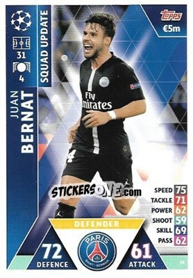 Sticker Juan Bernat - UEFA Champions League 2018-2019. Match Attax. Road to Madrid 19 n. 14 - Topps