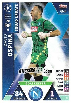 Sticker David Ospina - UEFA Champions League 2018-2019. Match Attax. Road to Madrid 19 n. 16 - Topps