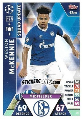 Sticker Weston McKennie - UEFA Champions League 2018-2019. Match Attax. Road to Madrid 19 n. 20 - Topps