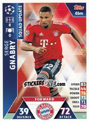Sticker Serge Gnabry - UEFA Champions League 2018-2019. Match Attax. Road to Madrid 19 n. 23 - Topps