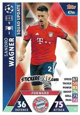 Sticker Sandro Wagner - UEFA Champions League 2018-2019. Match Attax. Road to Madrid 19 n. 24 - Topps