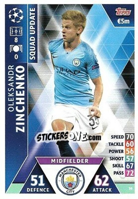 Sticker Oleksandr Zinchenko - UEFA Champions League 2018-2019. Match Attax. Road to Madrid 19 - Topps