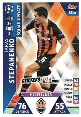 Sticker Taras Stepanenko - UEFA Champions League 2018-2019. Match Attax. Road to Madrid 19 n. 40 - Topps