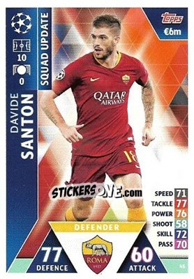Sticker Davide Santon - UEFA Champions League 2018-2019. Match Attax. Road to Madrid 19 n. 45 - Topps