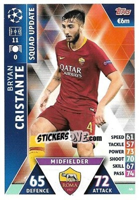 Cromo Bryan Cristante - UEFA Champions League 2018-2019. Match Attax. Road to Madrid 19 - Topps