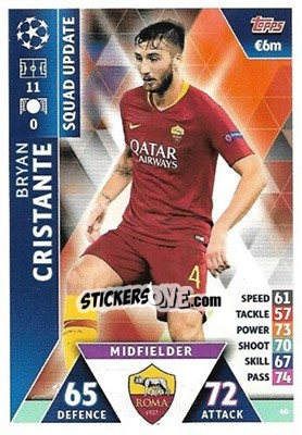 Sticker Bryan Cristante - UEFA Champions League 2018-2019. Match Attax. Road to Madrid 19 n. 46 - Topps