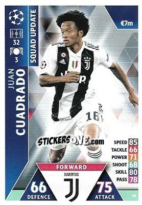 Sticker Juan Cuadrado - UEFA Champions League 2018-2019. Match Attax. Road to Madrid 19 n. 49 - Topps