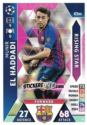 Cromo Munir El Haddadi - UEFA Champions League 2018-2019. Match Attax. Road to Madrid 19 - Topps