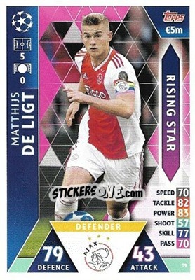 Sticker Matthijs de Ligt - UEFA Champions League 2018-2019. Match Attax. Road to Madrid 19 n. 59 - Topps