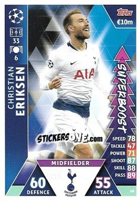 Sticker Christian Eriksen - UEFA Champions League 2018-2019. Match Attax. Road to Madrid 19 n. 68 - Topps