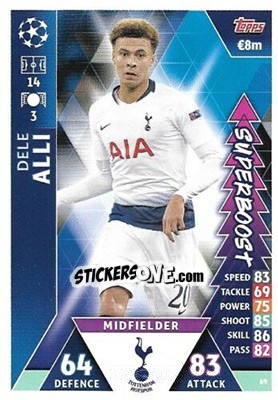Sticker Dele Alli - UEFA Champions League 2018-2019. Match Attax. Road to Madrid 19 n. 69 - Topps