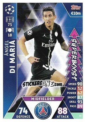 Sticker Ángel Di María - UEFA Champions League 2018-2019. Match Attax. Road to Madrid 19 n. 72 - Topps