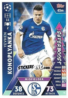 Sticker Yevhen Konoplyanka - UEFA Champions League 2018-2019. Match Attax. Road to Madrid 19 - Topps