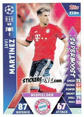 Cromo Javi Martínez - UEFA Champions League 2018-2019. Match Attax. Road to Madrid 19 - Topps