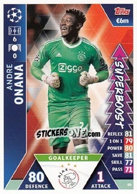 Sticker Andre Onana - UEFA Champions League 2018-2019. Match Attax. Road to Madrid 19 n. 80 - Topps