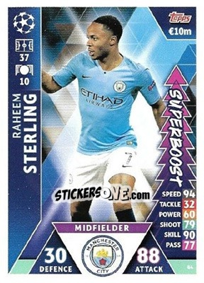 Sticker Raheem Sterling - UEFA Champions League 2018-2019. Match Attax. Road to Madrid 19 n. 84 - Topps