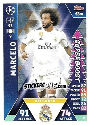 Sticker Marcelo - UEFA Champions League 2018-2019. Match Attax. Road to Madrid 19 n. 86 - Topps