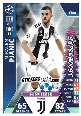 Sticker Miralem Pjanic - UEFA Champions League 2018-2019. Match Attax. Road to Madrid 19 n. 90 - Topps