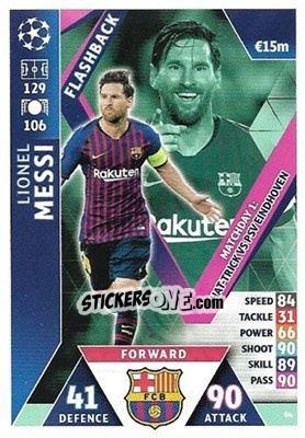 Sticker Lionel Messi - UEFA Champions League 2018-2019. Match Attax. Road to Madrid 19 n. 94 - Topps