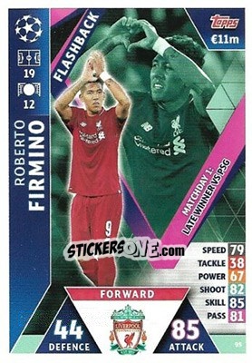 Sticker Roberto Firmino - UEFA Champions League 2018-2019. Match Attax. Road to Madrid 19 n. 95 - Topps