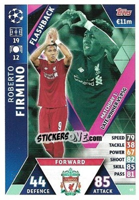 Sticker Roberto Firmino - UEFA Champions League 2018-2019. Match Attax. Road to Madrid 19 - Topps