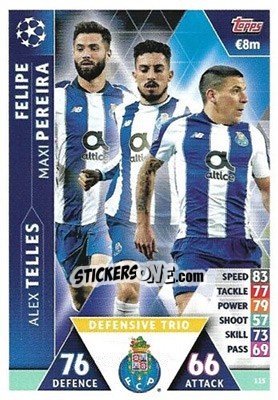 Sticker Maxi Pereira / Alex Telles / Felipe - UEFA Champions League 2018-2019. Match Attax. Road to Madrid 19 n. 115 - Topps