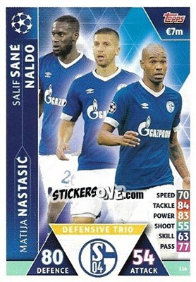 Sticker Matija Nastasic / Salif Sané / Naldo - UEFA Champions League 2018-2019. Match Attax. Road to Madrid 19 - Topps