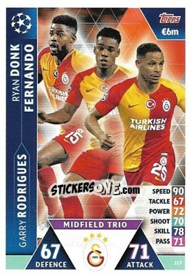 Sticker Ryan Donk / Fernando / Garry Rodrigues - UEFA Champions League 2018-2019. Match Attax. Road to Madrid 19 n. 117 - Topps