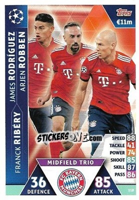 Sticker James Rodríguez / Franck Ribéry / Arjen Robben - UEFA Champions League 2018-2019. Match Attax. Road to Madrid 19 n. 118 - Topps
