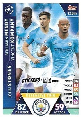 Sticker Vincent Kompany / John Stones / Benjamin Mendy - UEFA Champions League 2018-2019. Match Attax. Road to Madrid 19 n. 121 - Topps