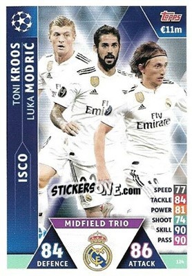 Sticker Isco / Luka Modric / Toni Kroos - UEFA Champions League 2018-2019. Match Attax. Road to Madrid 19 n. 124 - Topps