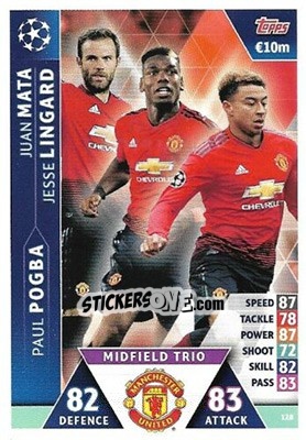 Sticker Jesse Lingard / Paul Pogba / Juan Mata - UEFA Champions League 2018-2019. Match Attax. Road to Madrid 19 n. 128 - Topps