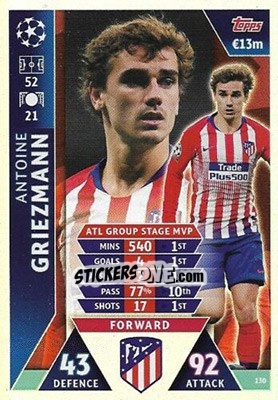 Sticker Antoine Griezmann - UEFA Champions League 2018-2019. Match Attax. Road to Madrid 19 n. 130 - Topps