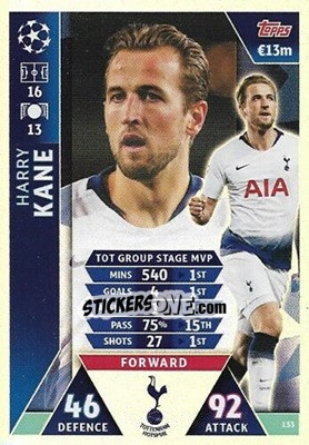 Sticker Harry Kane - UEFA Champions League 2018-2019. Match Attax. Road to Madrid 19 n. 133 - Topps