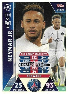 Cromo Neymar Jr - UEFA Champions League 2018-2019. Match Attax. Road to Madrid 19 - Topps