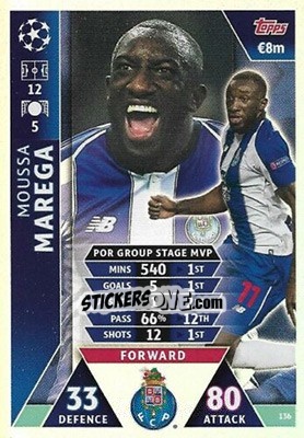 Sticker Moussa Marega - UEFA Champions League 2018-2019. Match Attax. Road to Madrid 19 n. 136 - Topps