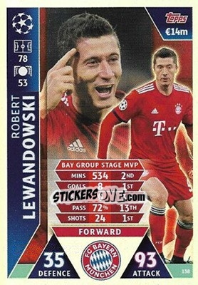 Sticker Robert Lewandowski - UEFA Champions League 2018-2019. Match Attax. Road to Madrid 19 n. 138 - Topps