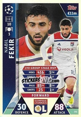 Sticker Nabil Fekir - UEFA Champions League 2018-2019. Match Attax. Road to Madrid 19 n. 141 - Topps