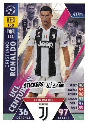 Sticker Cristiano Ronaldo - UEFA Champions League 2018-2019. Match Attax. Road to Madrid 19 n. 147 - Topps
