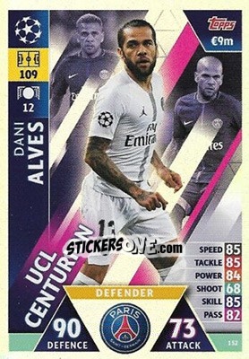 Sticker Dani Alves - UEFA Champions League 2018-2019. Match Attax. Road to Madrid 19 n. 152 - Topps