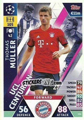 Sticker Thomas Müller - UEFA Champions League 2018-2019. Match Attax. Road to Madrid 19 n. 154 - Topps