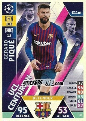 Sticker Gerard Piqué - UEFA Champions League 2018-2019. Match Attax. Road to Madrid 19 n. 155 - Topps