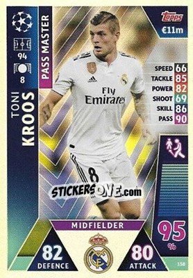 Sticker Toni Kroos - UEFA Champions League 2018-2019. Match Attax. Road to Madrid 19 n. 158 - Topps